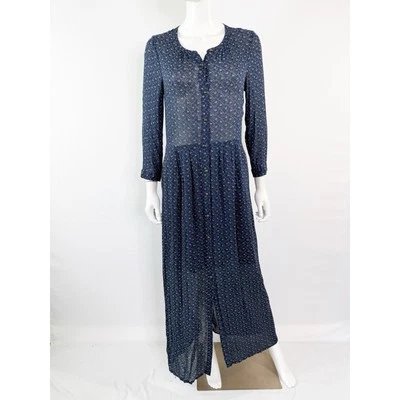 Lucky Brand темно-синий цветочный макси платье размер S длинным рукавом богемное Cottagecore - Изображение 1 из 4