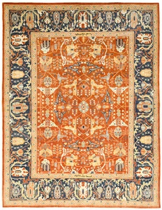 Hand-Knotted Pakistan Oushak Oriental Rug Large Orange Wool Carpet 9X12 ft - Picture 1 of 12