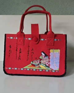 Filztasche Tragetasche Shopper 30 20 Cm Stickerei Handarbeit In Rot - Bild 1 von 5