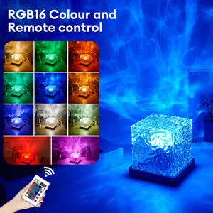 16 Color Crystal Lamp Water Ripple Projector Night Light Aesthetic Sunset Lights - Picture 1 of 15