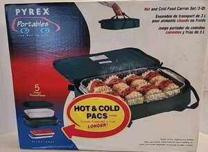 Pyrex Portables 3 qt The Way to Go 5 Pieces Hot & Cold Packs Microcore NEW NOS - Picture 1 of 6