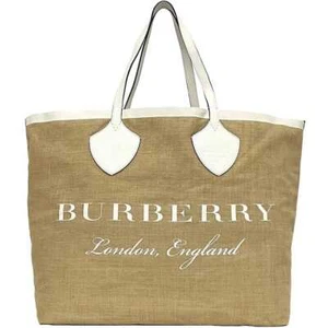 Burberry Tote Bag ec-23272 White Natural Beige 40725041 Good Condition Raffia - Picture 1 of 10