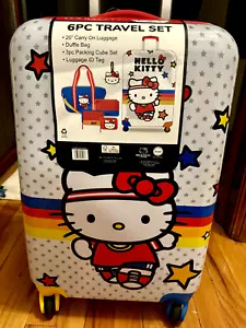 NWT Hello Kitty x Sanrio 20” Carry On 6 Piece Luggage Set - Picture 1 of 14