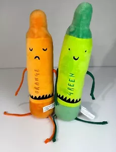 MerryMakers The Day The Crayons Quit Orange and Green Plush Stuffed Toys Pair - Picture 1 of 12