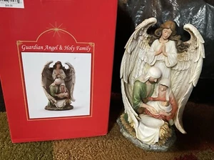 Guardian Angel and Holy Family Figurine 10" High, Christmas Gifts - Picture 1 of 3