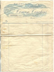 foglio fattura, Salumeria e Liquori, T. Tenchini, Manerbio (Brescia), anni '10 m - Picture 1 of 3