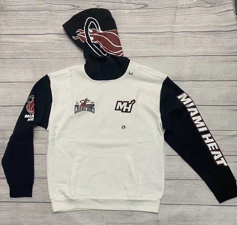 Men's NBA Miami Heat 3x Champions City White Black Hoodie Size Medium Cover