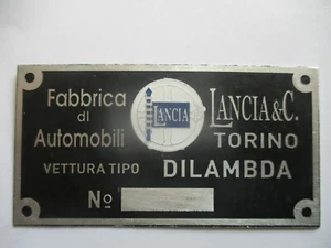 Typenschild ID-Plate Schild Lancia Dilambda Plakette S74 - Picture 1 of 1