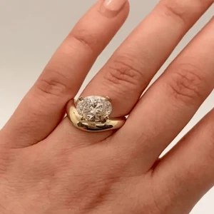 Yellow GoldDiamond Ring IGI or GIA Certified Natural Oval 1 Carat 18k Band 6 7 8 - Picture 1 of 9
