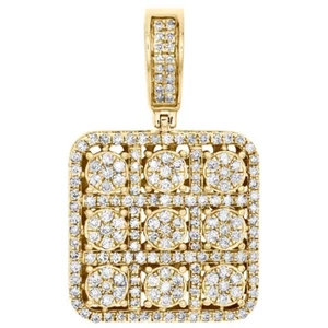 2.50Ct Simulated Diamond 14K Yellow Gold Over Square Cluster Men's Pendant 1.50" - Picture 1 of 8