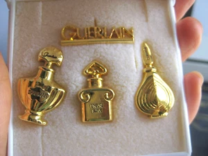 ๐3pc lot Vintage Guerlain PARFUM Perfume pin set L'Heure Bleue Chamade Shalimar - Picture 1 of 2