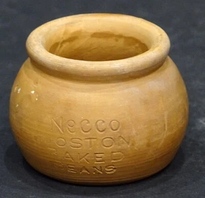 Vintage NECCO BOSTON BAKED BEANS Art Pottery REDWARE Miniature Crock BEAN POT - Picture 1 of 3