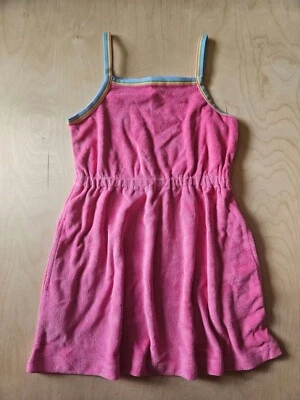 NWT HANNA ANDERSSON PINK FLASH RAINBOW LOOP TERRY SLEEVELESS BEACH DRESS 110 5 - Image 1 of 4