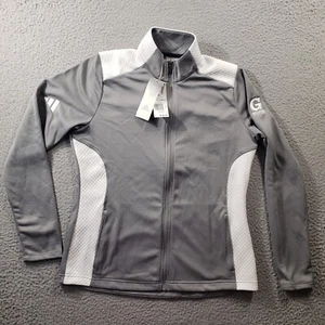 Adidas Jacket Women's Large Gray Prime Green Golf Grainger Full Zip Stretch NWT - Picture 1 of 16