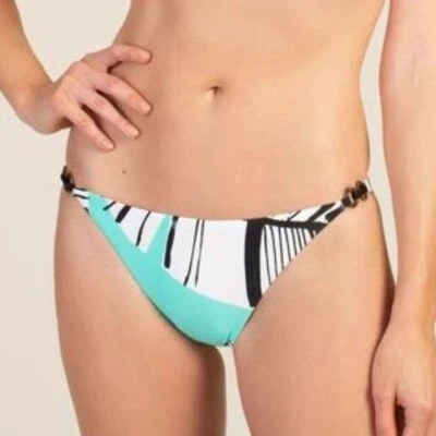 Trina Turk Copacabana string hipster bikini bottom ring green geometric new 14 - Image 1 of 4