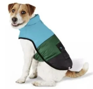 Lego Sammlung, Hunde gefütterte Daunenjacke Fleece gefüttert, LARGE türkis/grün/schwarz Neu mit Etikett - Bild 1 von 5