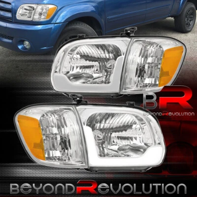 Faros cromados LED DRL Sequoia Tundra 2005-2007 + lámpara de señal de esquina ámbar Foto 1 de 4