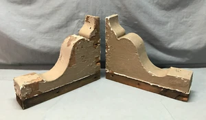 Antik Vintage Paar braune 10x12 Holz Korbel klobige Veranda Klammern alt 910-25B - Bild 1 von 17