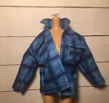 Mattel Barbie Extra #13  Blue Plaid Over Shirt Jacket Top For Curvy Doll Sized