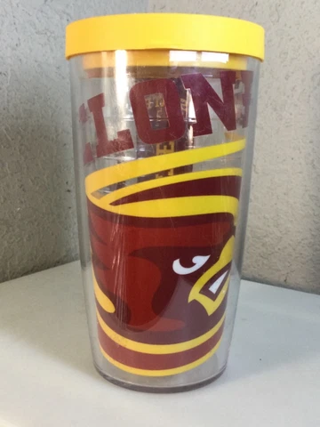 T3 Tervis Tumbler-Yellow Lid-Iowa State University-Cyclones-16 oz-Insulated-EUC Cover