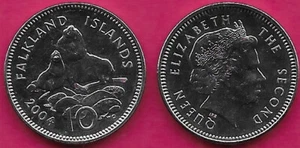 FALKLANDINSELN 10 PENCE 2004 UNC URSIN SIEGEL MIT JUNGTIER, STÜCKELUNG UND DATUM BE - Bild 1 von 1