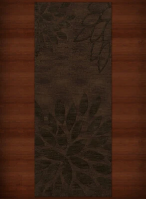 Brown Transitional Leaves Petals Area Rug Floral DV17 - Image 1 of 2
