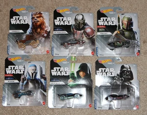 Lot of 6 Hot Wheels Star Wars Character Cars-Luke/Chewbacca/Mandalorian/Boba Fet - Picture 1 of 15