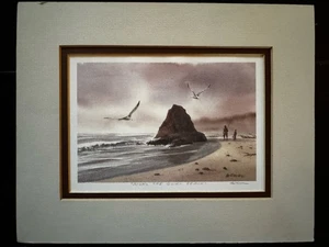 George Wise 1981 Litho Print ALONG THE QUIET BEACH 8x10 Pocatello Idaho Artist - Bild 1 von 7