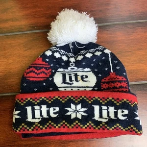 Miller Lite Suave Invierno Beenie Pom Cerveza Coleccionables Sombrero Nieve UNISEX - Imagen 1 de 3