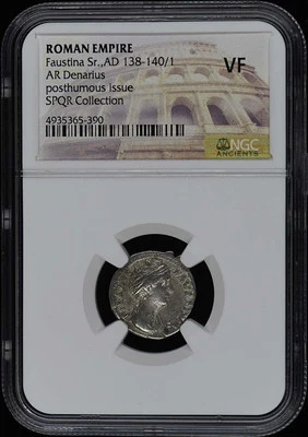 Faustina Sr.,AD 138-140/1 ROMAN EMPIRE AR Denarius NGC VF20 - Image 1 of 2