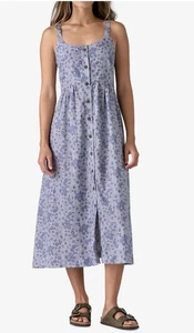 Patagonia Garden Island ärmelloses geblümtes Damenkleid mit Knopfleiste Gr. XL blau F1 - Bild 1 von 6