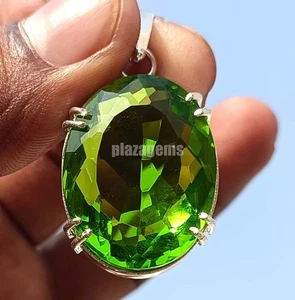 EGL Certified 54.15 Ct Green Peridot Oval Cut Pendant 925 Sterling Silver 5AOF - Picture 1 of 7