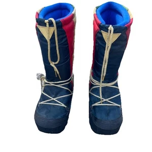 MOON BOOTS MEN's 9-10 VINTAGE 1970's RUBBER FOAM NYLON 1451 Rainbow Blue - Picture 1 of 5