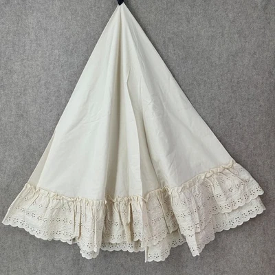 De Colección Marfil Redondo Ojales Mantel 66" Volantes Cottagecore Shabby Country Foto 1 de 4