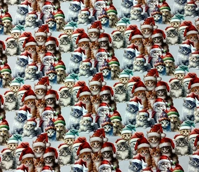 50 cm Sommersweat XMAS Katzen Weihnachtsmannmütze In XL Überbreite 180cm - Bild 1 von 4