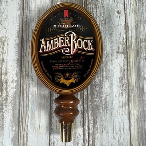 Michelob Amber Bock Premium Blend Wooden Oval Beer Tap Handle 8" Antheuser Busch - Picture 1 of 8