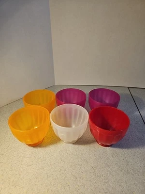 Juego de 6 cuencos de helado de colección naranja, blanco claro, rojo, plástico púrpura 12 OZ Foto 1 de 4