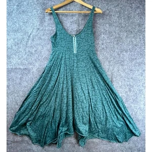 Free People Dress Womens Medium Teal Leopard Babydoll Twirl Y2K Comfortable - Picture 1 of 7