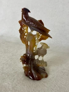 Vintage chinesische handgeschnitzte Achat Stein Vögel Figur (ohne Vase) - Bild 1 von 10