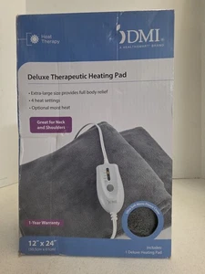 NEW! DMI XL Deluxe Therapeutic Electric Heating Pad Gray 12x24 Heat Therapy - Picture 1 of 6
