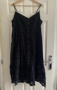 George Long Black Summer V-Neck Dress Size 18 - Picture 1 of 3