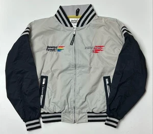 Benetton Formula 1 Racing Team Nylon Jacket Size L Gray Black Vintage Embroidery - Picture 1 of 15