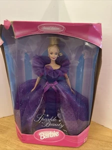 1997 MATTEL SPARKLE BEAUTY BARBIE DOLL #17251 Purple Evening Gown - Damaged Box - Picture 1 of 8