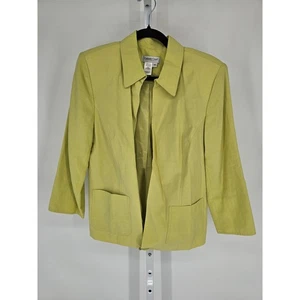 Coldwater Creek Womens Sz M Silk Linen Blend Blazer Jacket Lime Green - Picture 1 of 4