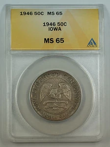 1946 Iowa Silver Half Dollar Commemorative Coin ANACS MS-65 Toned - Picture 1 of 2