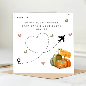 Adventure Awaits Travel Greeting Card – Bon Voyage, Safe Travels Farewell 6x6 - Picture 1 of 2