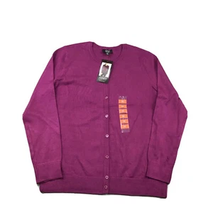 Suéter Jones New York Signature para mujer mediano púrpura cuello redondo cárdigan nuevo con etiquetas - Imagen 1 de 9
