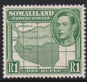 SOMALILAND PROTECTORATE GVI SG101, 1r green, Mounted MINT. Cat £18. - Picture 1 of 2