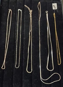 Jewelry lot of 6 Thin Chains No real gold or silver - Picture 1 of 13