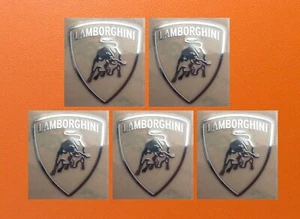 5 szt. Naklejka na Lamborghini Skylake Srebrna Chrom Kolor Logo Naklejka 27mm x 30mm - Zdjęcie 1 z 1